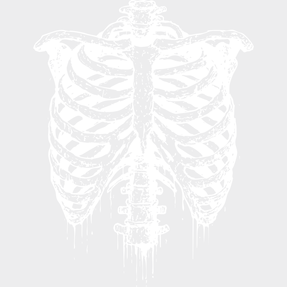 Ribcage B&W - Halloween DTF Transfer Adult Unisex - S & M (10’’) / Light Color Design (See Imaging)