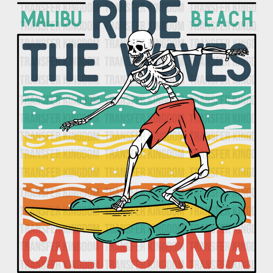 Ride The Waves - Surfing Dtf Heat Transfer Unisex S & M (10’’) / Dark Color Design (See Imaging)