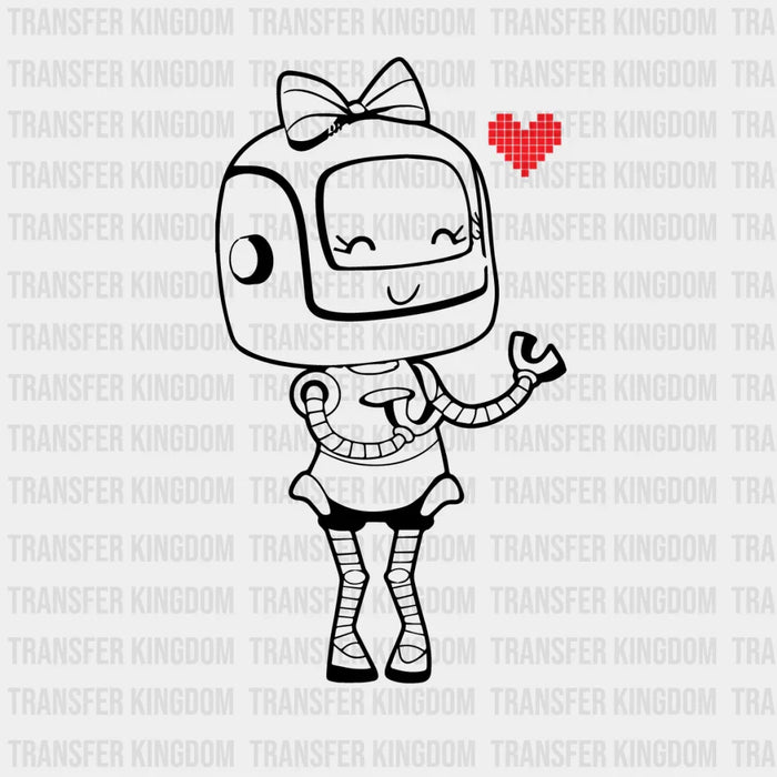 Robots In Love - Female Robot Matching Design - DTF heat transfer