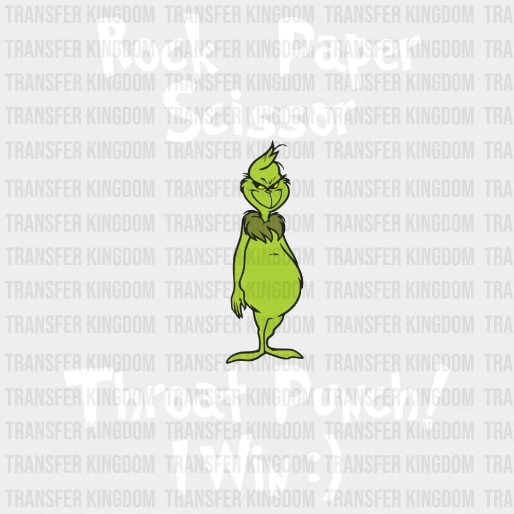 Rock Paper Scissor Throat Punch I Win Grinch Design Christmas Dtf Heat Transfer