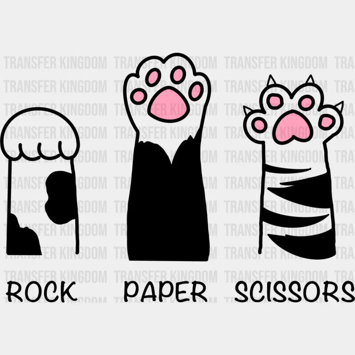 Rock Paper Scissors B&W - Cats DTF Transfer