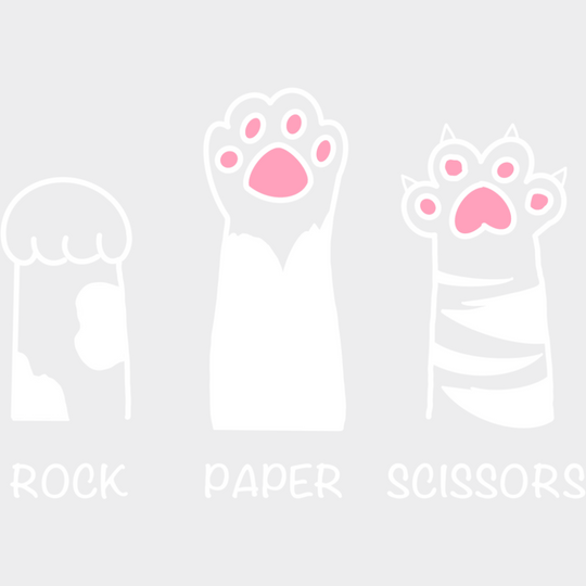Rock Paper Scissors B&W - Cats DTF Transfer Adult Unisex - S & M (10’’) / Light Color Design (See Imaging)