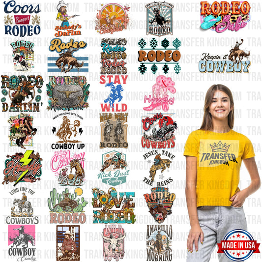 Rodeo Premade Gang Sheet-Rodeo Dtf Transfers 30 Pcs 10 Inch (Bundle 1)