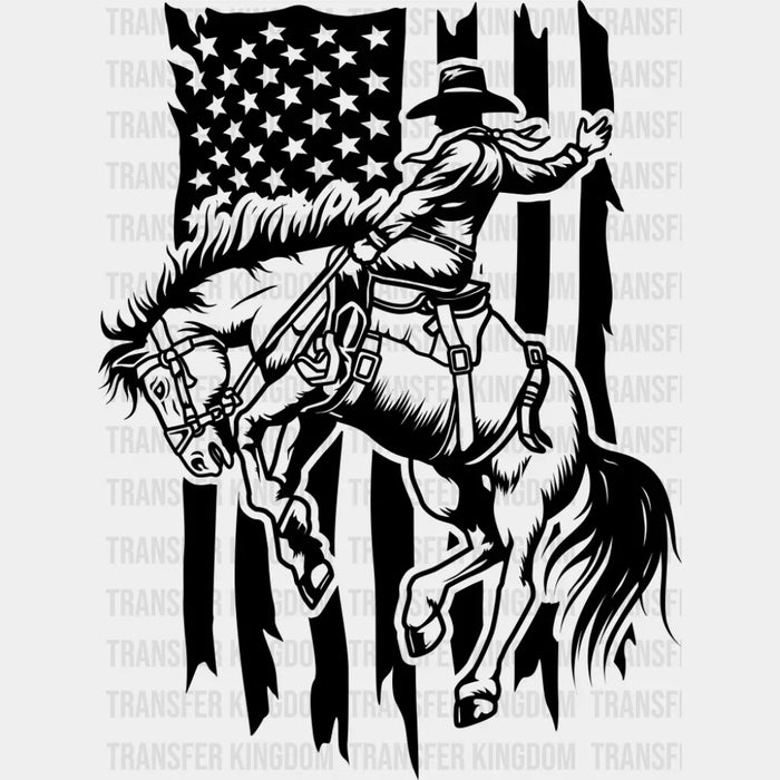 Rodeo US Flag B&W - Rodeo DTF Transfer