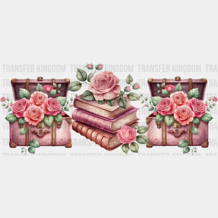 Roses And Books - Valentine's Day Cup Wrap UV Sticker Permanent UV DTF Decal