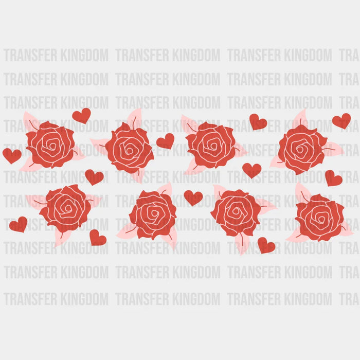 Roses And Hearts - UV DTF Transfer Cup Wrap UV DTF Sticker