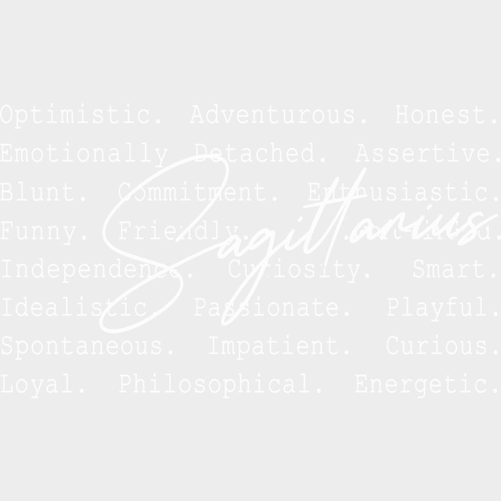 Sagittarius B&W - Zodiacs & Horoscopes DTF Transfers - Adult Unisex - S & M (10’’) / Light Color Design (See Imaging)