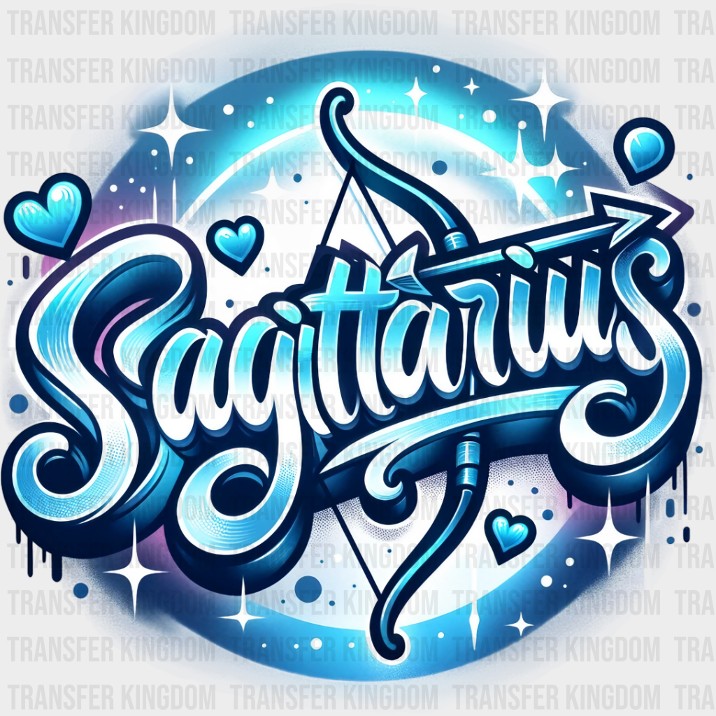 Sagittarius Blue And Pink - Zodiacs & Horoscopes Dtf Transfer Unisex S M (10’’) / Color Design