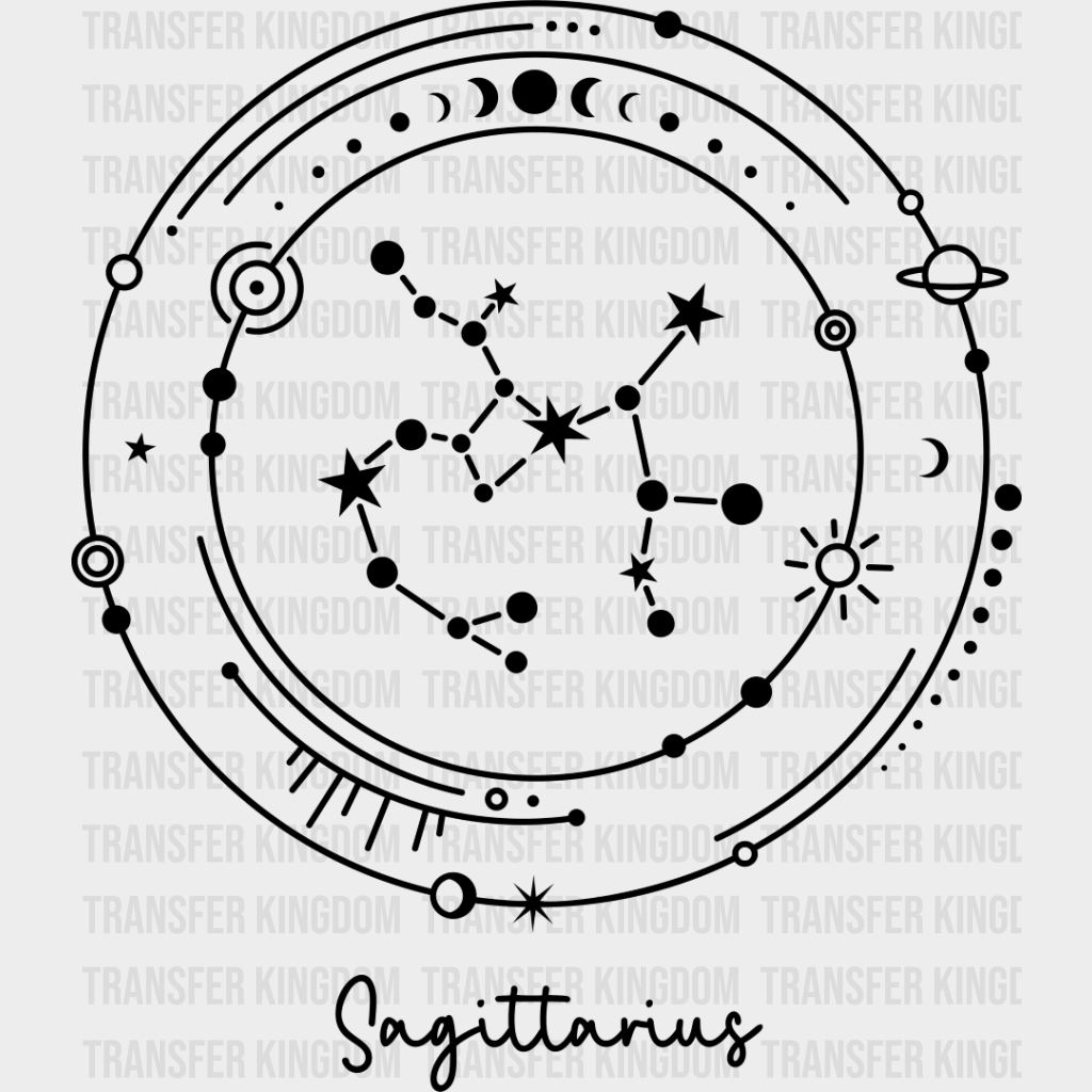 Sagittarius Constellation Design - Zodiac Dtf Transfer Unisex S & M (10’’) / Dark Color See Imaging