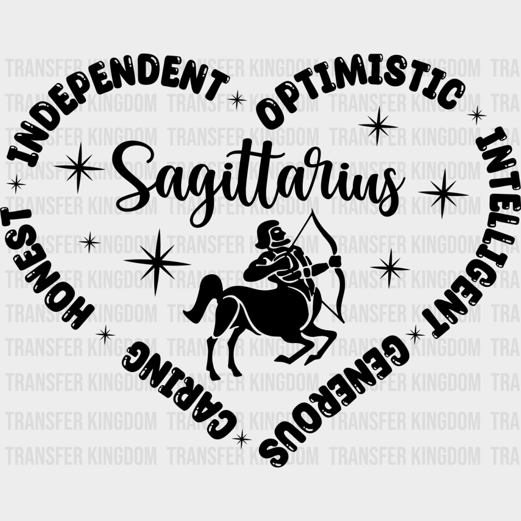 Sagittarius Heart Design - Zodiac & Horoscopes Dtf Heat Transfer Unisex S M (10’’) / Dark Color