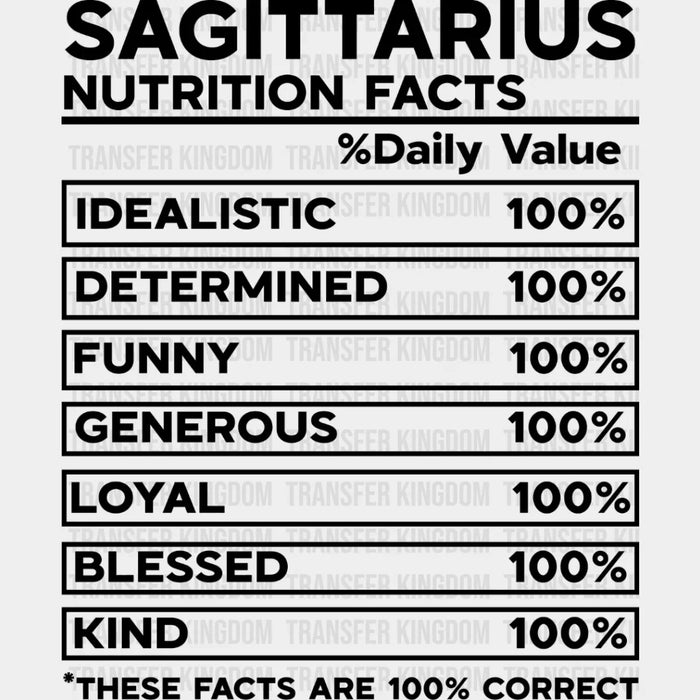 Sagittarius Nutrition Facts - Zodiac & Horoscopes DTF heat transfer