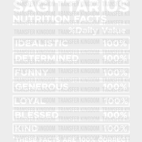 Sagittarius Nutrition Facts - Zodiac & Horoscopes Dtf Heat Transfer Unisex S M (10’’) / Light