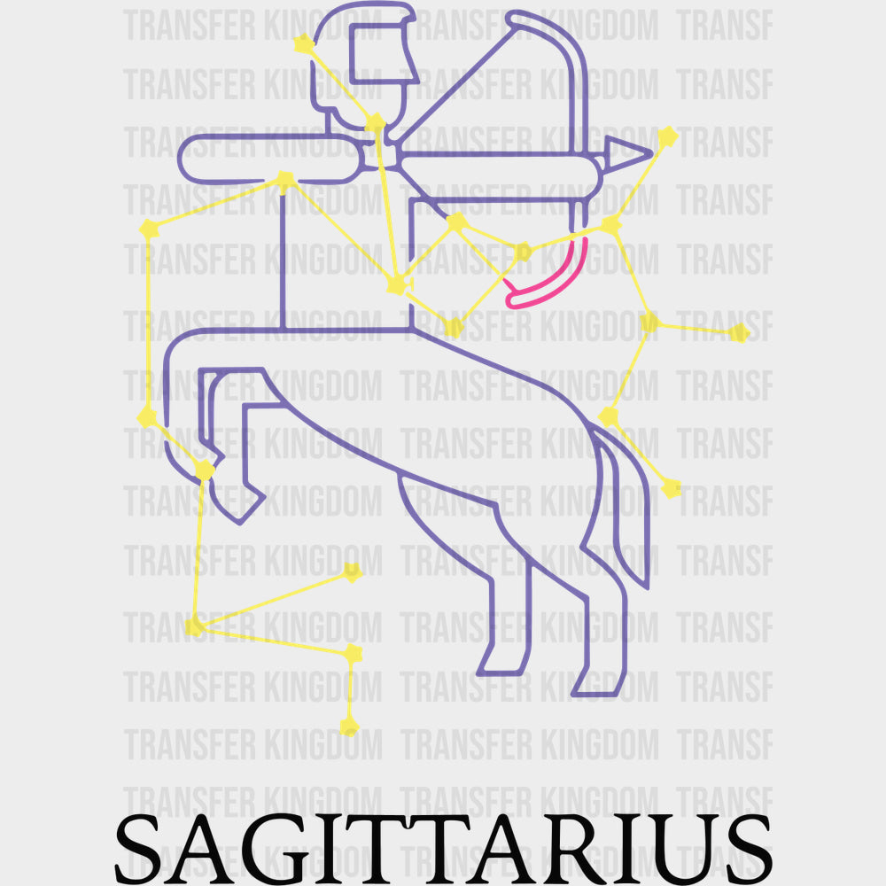Sagittarius Purple Constellation - Zodiacs & Horoscopes DTF Transfers - Adult Unisex - S & M (10’’) / Dark Color Design