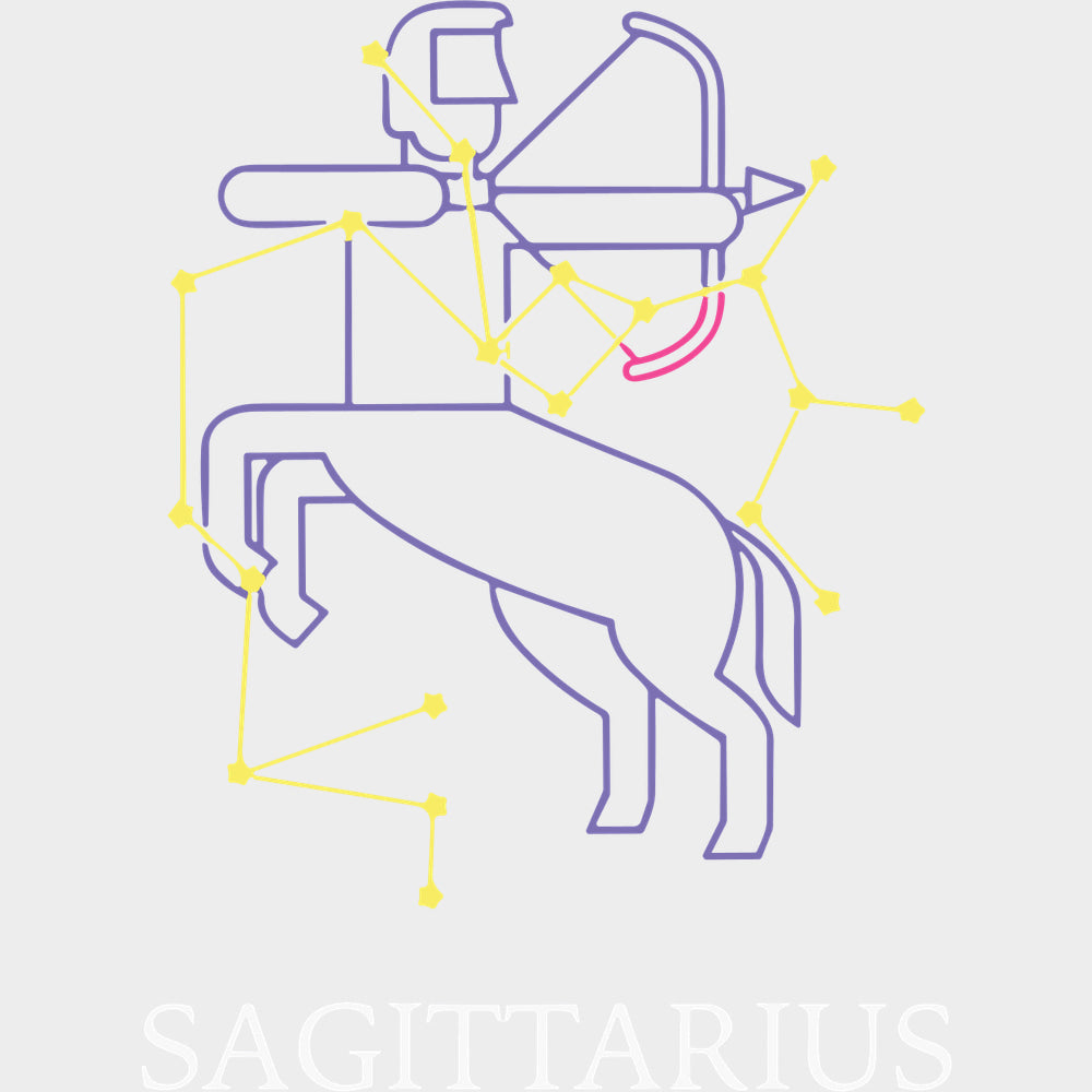 Sagittarius Purple Constellation - Zodiacs & Horoscopes DTF Transfers - Adult Unisex - S & M (10’’) / Light Color