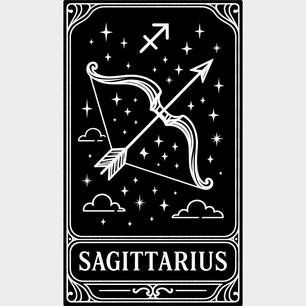 Sagittarius Tarot Card - Zodiacs & Horoscopes DTF Transfers - Adult Unisex - S & M (10’’) / Dark Color Design (See
