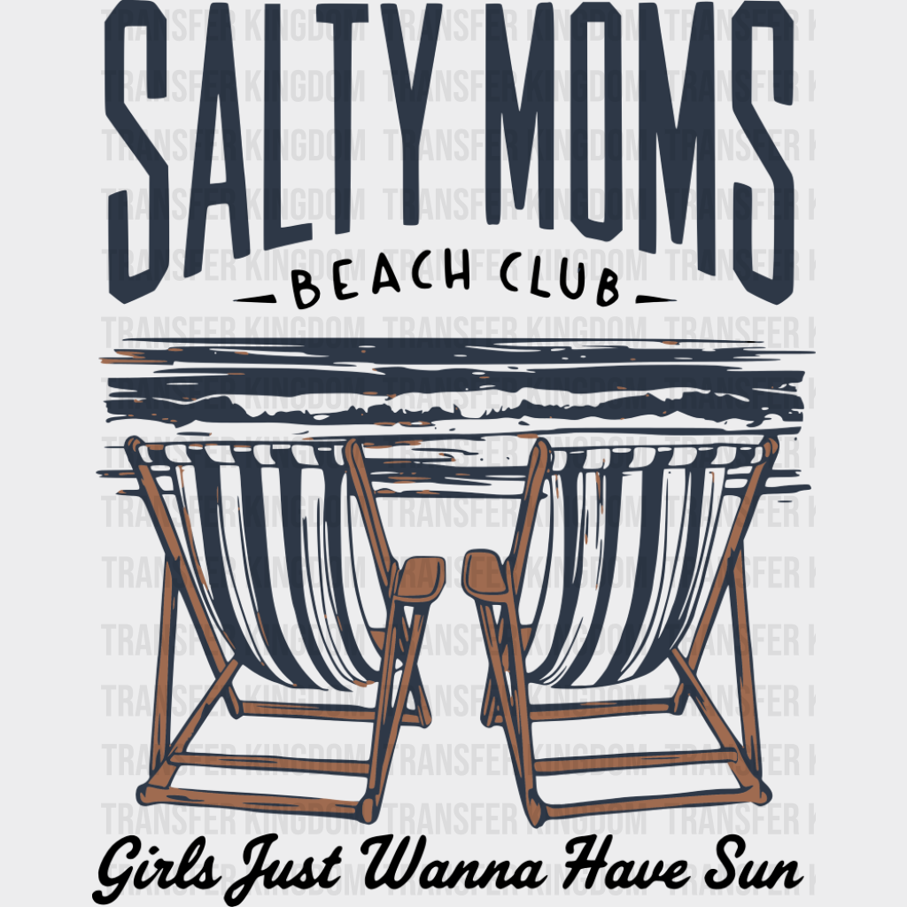 Salty Moms Beach Club - Summer DTF Transfer Adult Unisex - S & M (10’’) / Dark Color Design (See Imaging)