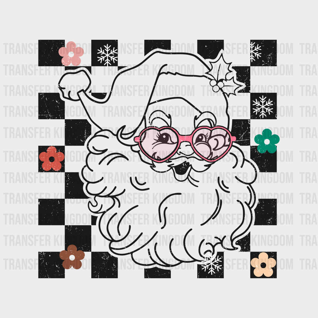 Santa Checkered Christmas Design - Dtf Heat Transfer