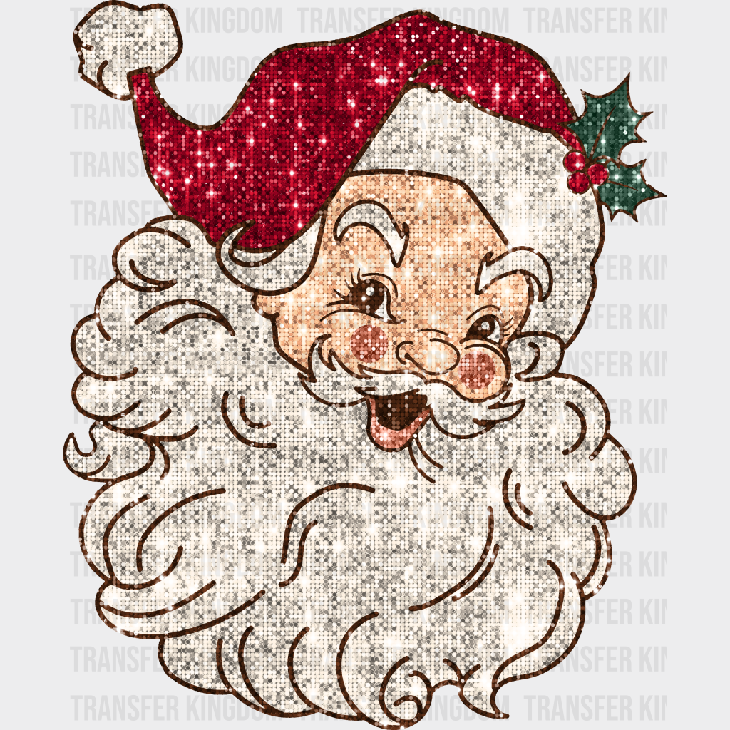 SANTA GLITTER Christmas Design - DTF heat transfer - Transfer Kingdom