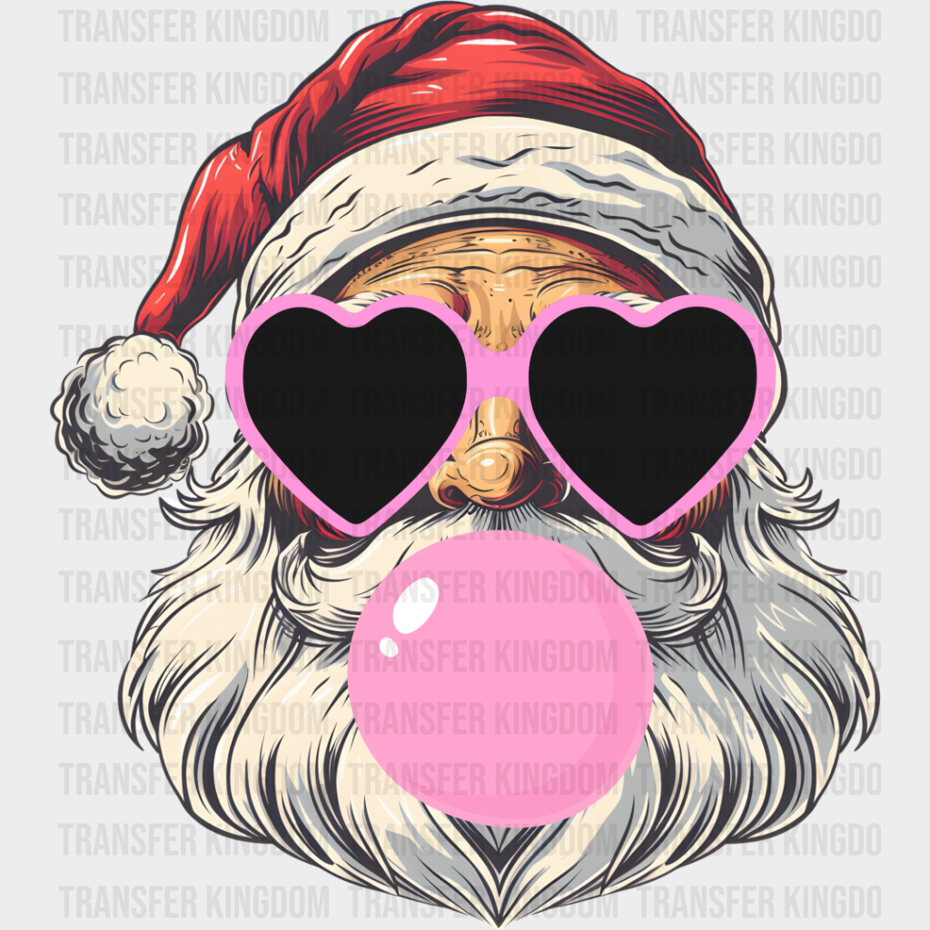 Santa Heart Glasses And Bubble Gum - Christmas Dtf Transfer