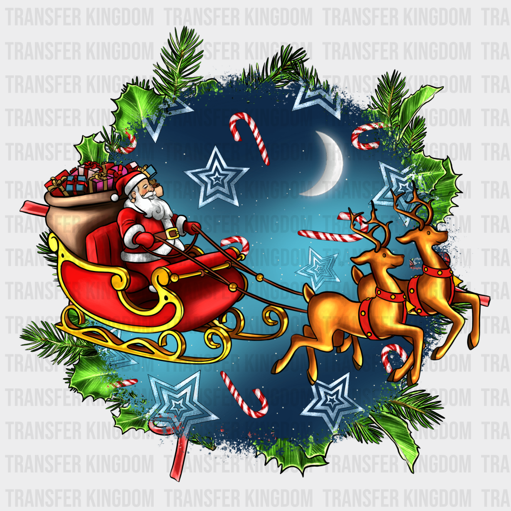 Santa Moon Christmas Design - Dtf Heat Transfer