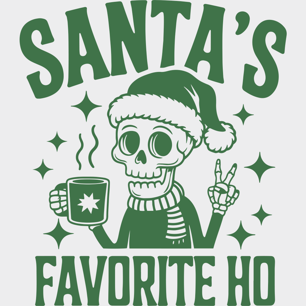 Santa’s Favorite Ho - Christmas DTF Transfer Adult Unisex - S & M (10’’) / Green Color Design (See Imaging)