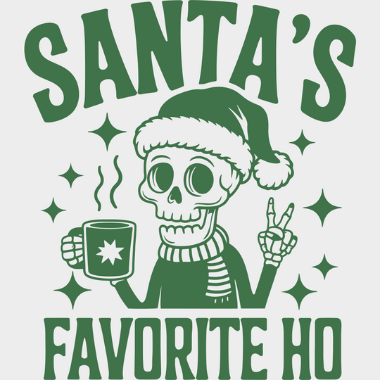 Santa’s Favorite Ho - Christmas DTF Transfer Adult Unisex - S & M (10’’) / Green Color Design (See Imaging)