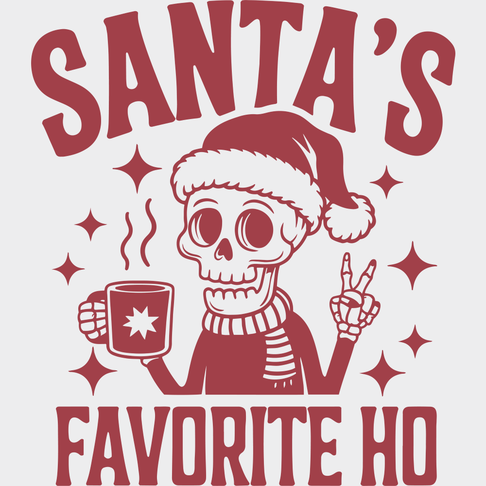 Santa’s Favorite Ho - Christmas DTF Transfer Adult Unisex - S & M (10’’) / Red Color Design (See Imaging)