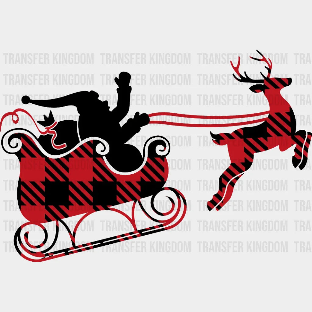 Santas Sleigh Buffalo Christmas Design - Dtf Heat Transfer