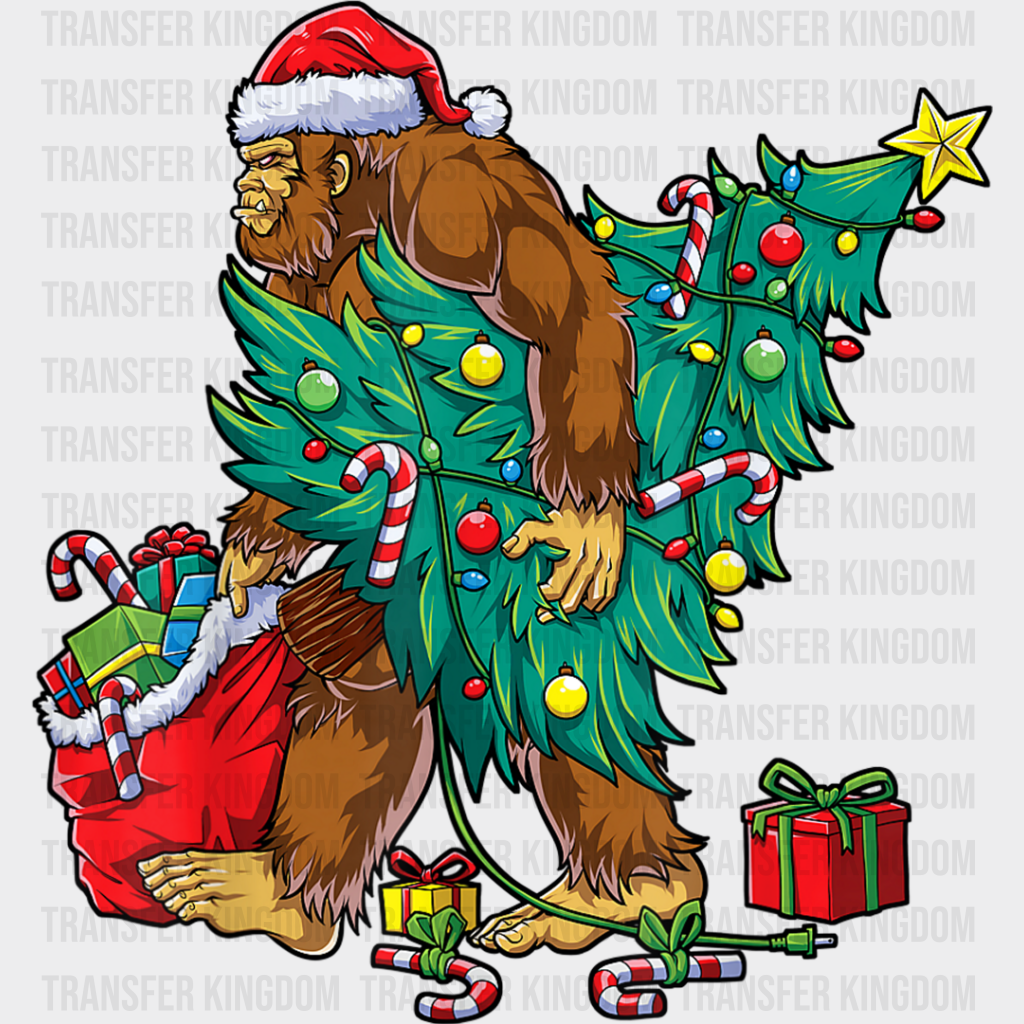 Sasquatch Carrying A Tree - Christmas Dtf Transfer