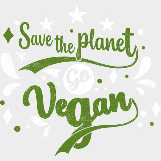 Save The Planet Go Vegan - Vegan DTF Transfers - Adult Unisex - S & M (10’’) / Light Color Design (See Imaging)