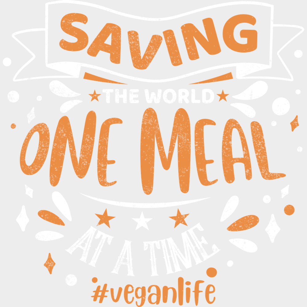 Saving The World One Meal At A Time - Vegan DTF Transfers - Adult Unisex - S & M (10’’) / Light Color Design (See