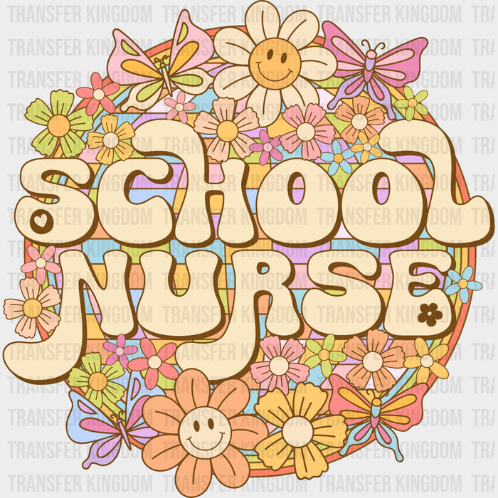 School Nurse, 70s, Flowers - School Nurse DTF Transfers