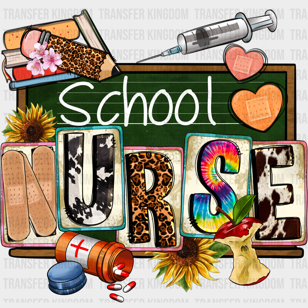 School Nurse Blackboard Design - Dtf Transfers