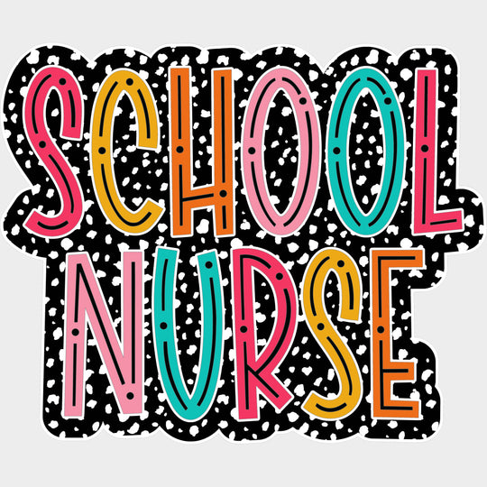 School Nurse, Dotted B&W - School Nurse DTF Transfers transfer-kingdom Light Color Design (See Imaging)