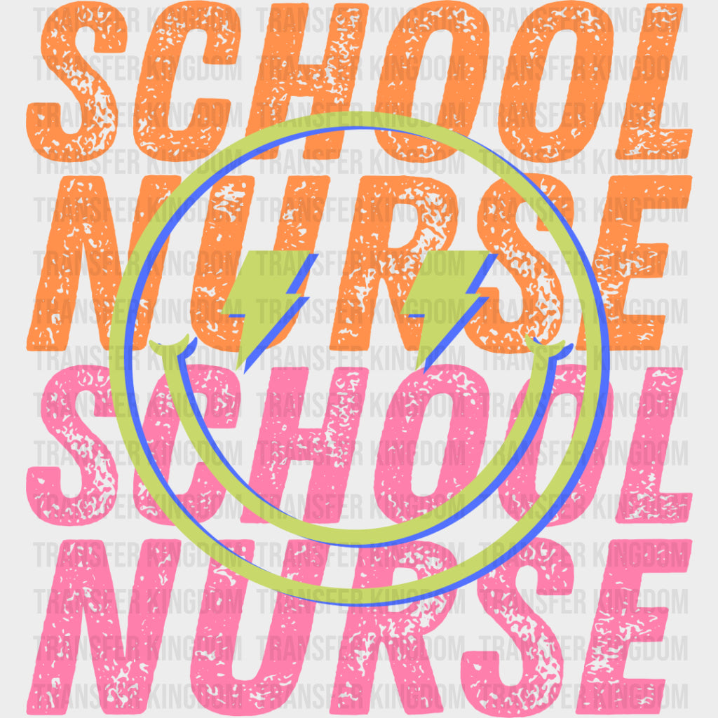 School Nurse, Green & Purple Smiley - School Nurse DTF Transfers transfer-kingdom