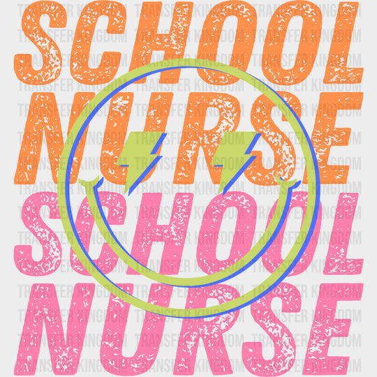 School Nurse, Green & Purple Smiley - School Nurse DTF Transfers transfer-kingdom