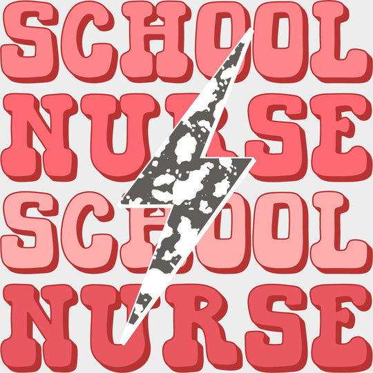 School Nurse, Lightning Bolt - School Nurse DTF Transfers transfer-kingdom Light Color Design (See Imaging)