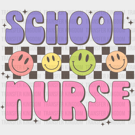 School Nurse, Purple & Pink - School Nurse DTF Transfers transfer-kingdom Dark Color Design (See Imaging)