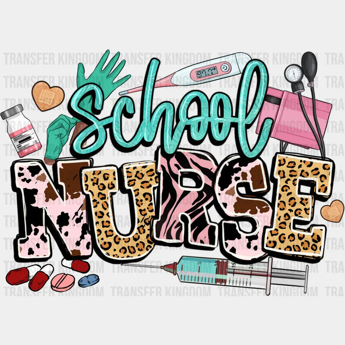 School Nurse Syringe And Gloves Design - School Nurse DTF Transfers