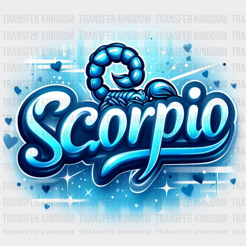 Scorpio Blue And Pink - Zodiacs & Horoscopes Dtf Transfer Unisex S M (10’’) / Color Design See