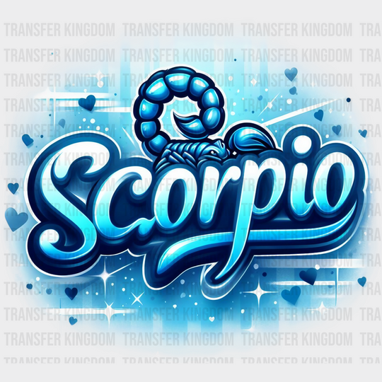 Scorpio Blue And Pink - Zodiacs & Horoscopes Dtf Transfer Unisex S M (10’’) / Color Design See