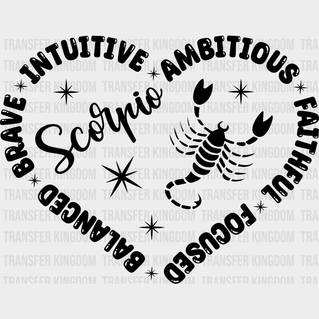Scorpio Heart Design - Zodiac & Horoscopes Dtf Heat Transfer Unisex S M (10’’) / Dark Color See