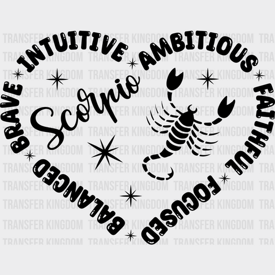 Scorpio Heart Design - Zodiac & Horoscopes Dtf Heat Transfer Unisex S M (10’’) / Dark Color See