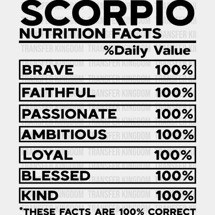 Scorpio Nutrition Facts - Zodiac & Horoscopes DTF heat transfer