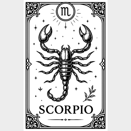 Scorpio Tarot Card - Zodiacs & Horoscopes DTF Transfers - Adult Unisex - S & M (10’’) / Light Color Design (See Imaging)