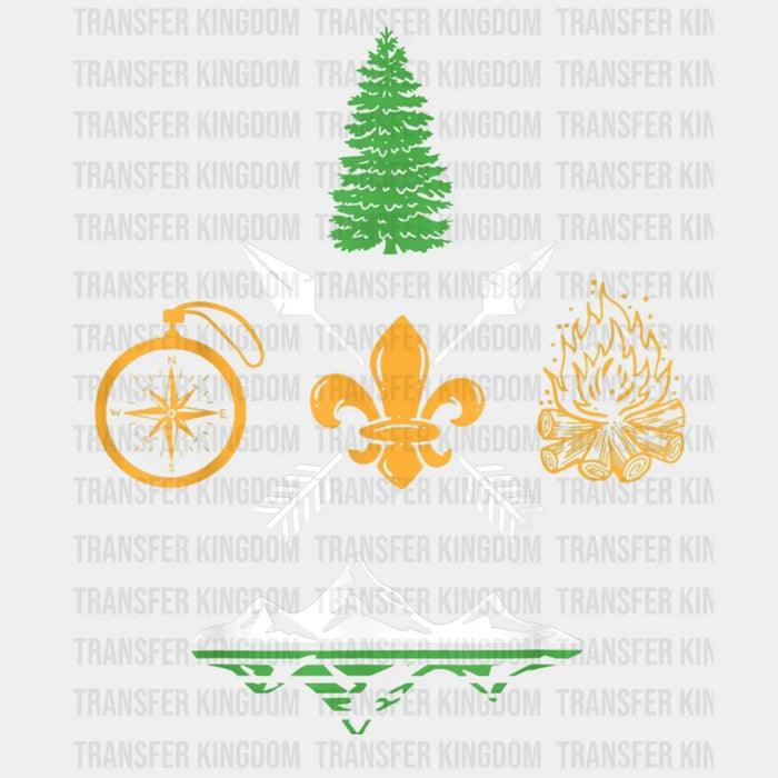 Scout Campfire Camp Compass Hiking Adventure Nature Design - DTF heat transfer