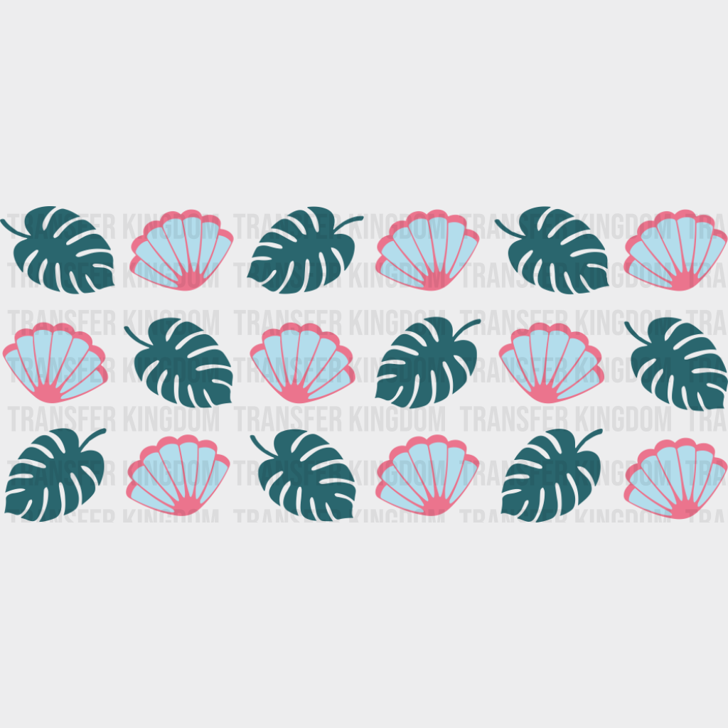 Sea Shells & Leaves - General Cup Wrap UV Sticker Permanent UV DTF Decal UVDTF