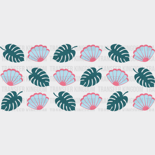 Sea Shells & Leaves - General Cup Wrap UV Sticker Permanent UV DTF Decal UVDTF