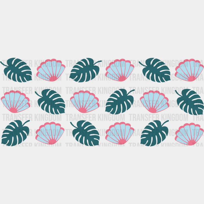 Sea Shells & Leaves - General Cup Wrap UV Sticker Permanent UV DTF Decal