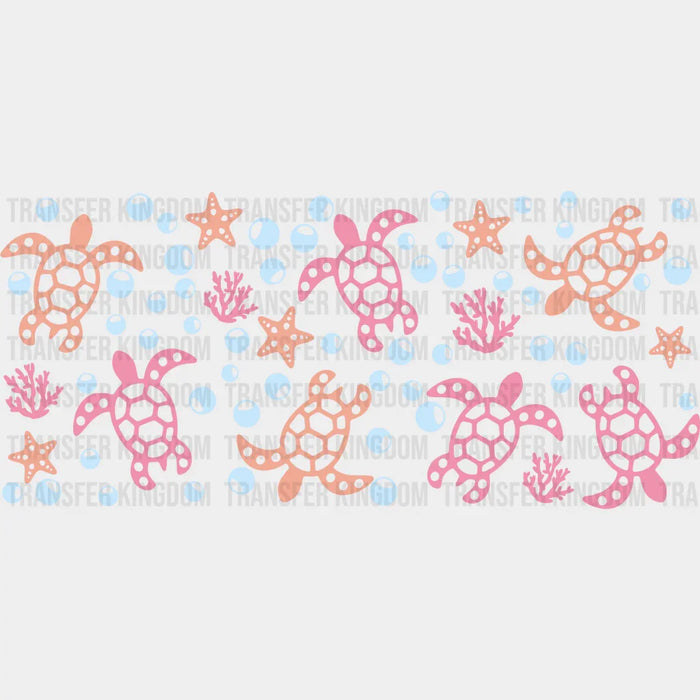 Sea Turtles And Starfishes - UV DTF Transfer Cup Wrap UV DTF Sticker